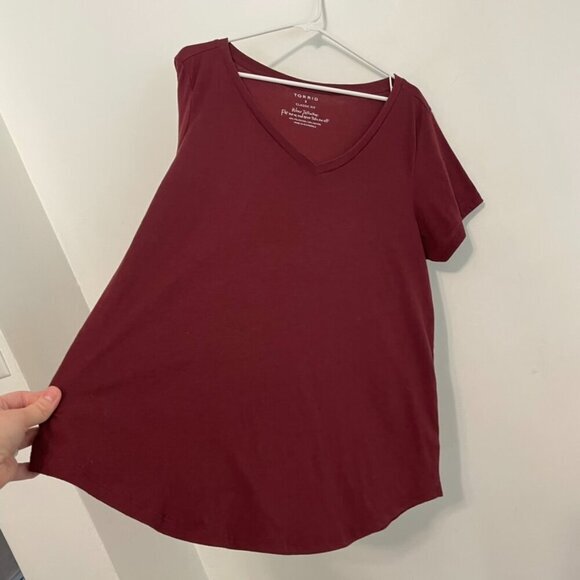 TORRID 2 Plus Size Girlfriend Signature Jersey V-Neck Tee Burgundy Maroon TShirt - Picture 13 of 16